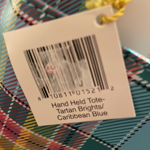 Baekgaard tartan brights tote bag in Caribbean Blue BNWT - Picture 8 of 10